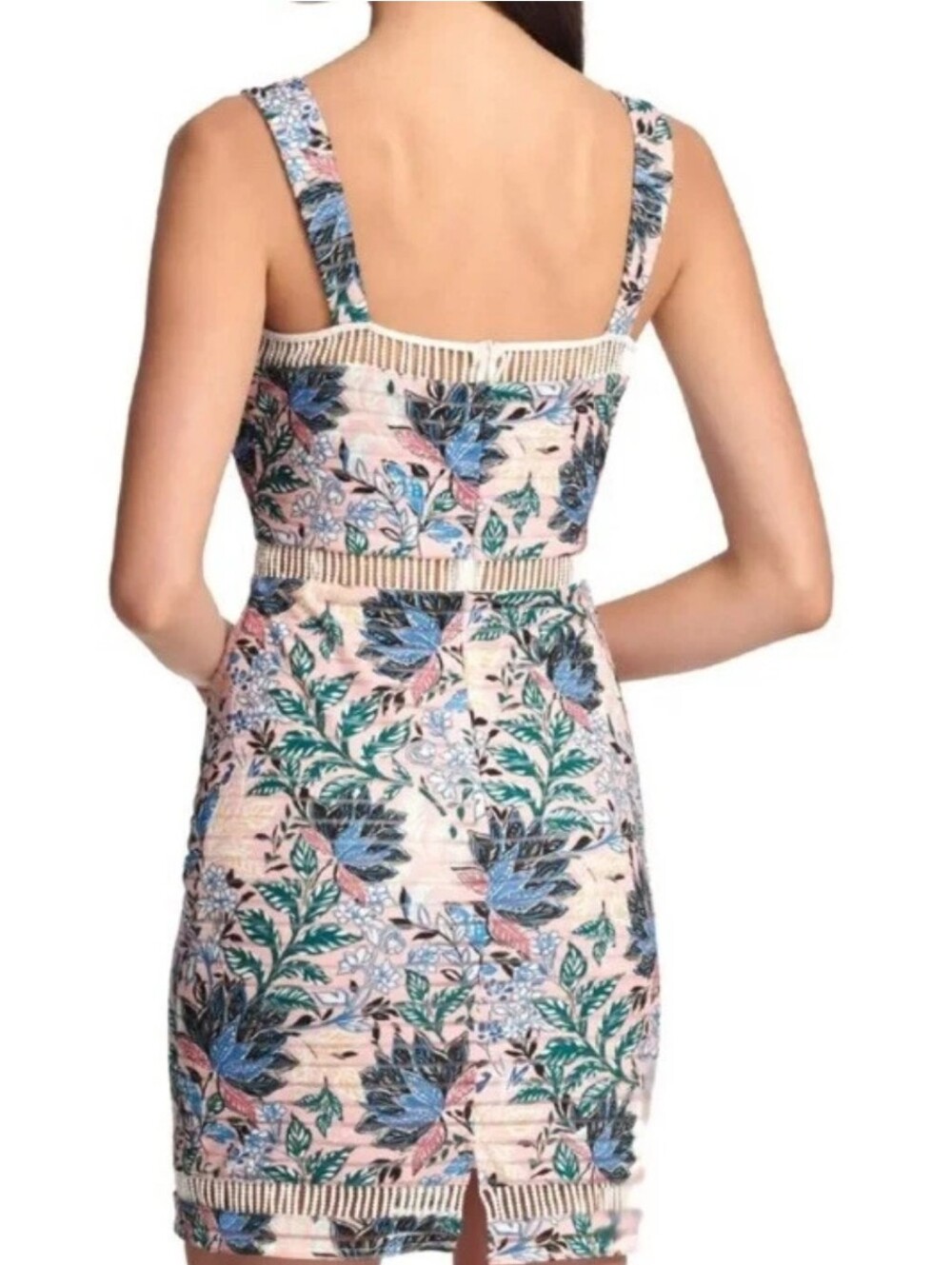 GUESS Los Angeles Floral Shadow Bodycon Dress - Color Blush - Beads Sz 10 EUC - Picture 2 of 14